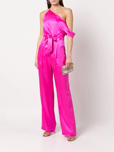 Shop Michelle Mason High-waisted Pleated Silk Trousers In Rosa