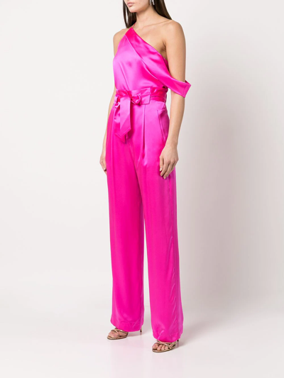 Shop Michelle Mason High-waisted Pleated Silk Trousers In Rosa