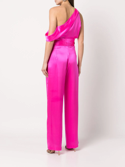 Shop Michelle Mason High-waisted Pleated Silk Trousers In Rosa