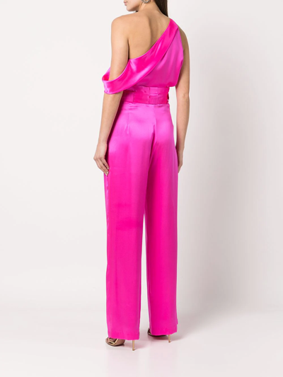 Michelle Mason High-waisted Pleated Silk Trousers In Rosa