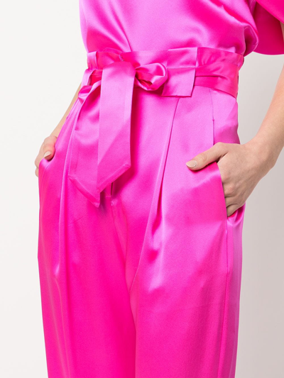 Shop Michelle Mason High-waisted Pleated Silk Trousers In Rosa