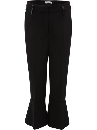 Shop Jw Anderson Cropped Flared Trousers In Black