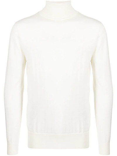 Shop N•peal Roll Neck Cashmere Sweatshirt In Weiss