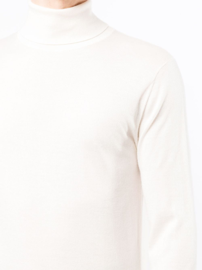 Shop N•peal Roll Neck Cashmere Sweatshirt In Weiss