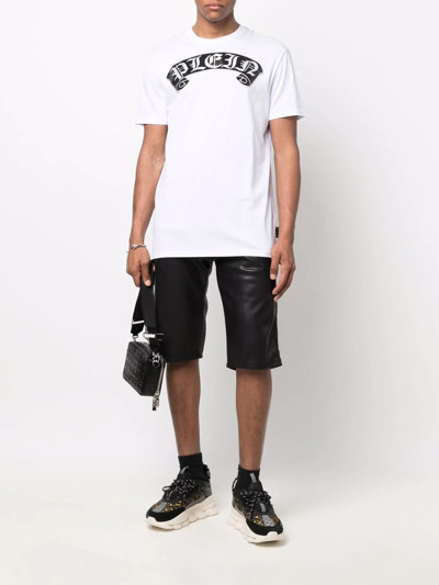Philipp Plein Rhinestone-embellished Branded T-shirt In Weiss