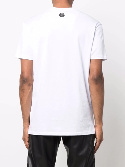 Philipp Plein Rhinestone-embellished Branded T-shirt In Weiss