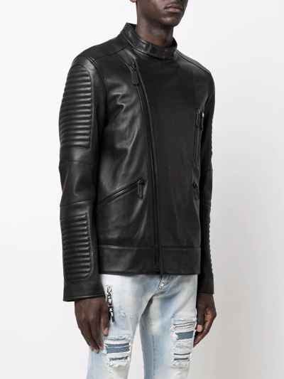 Philipp Plein Crystal Skull Biker Jacket In Schwarz