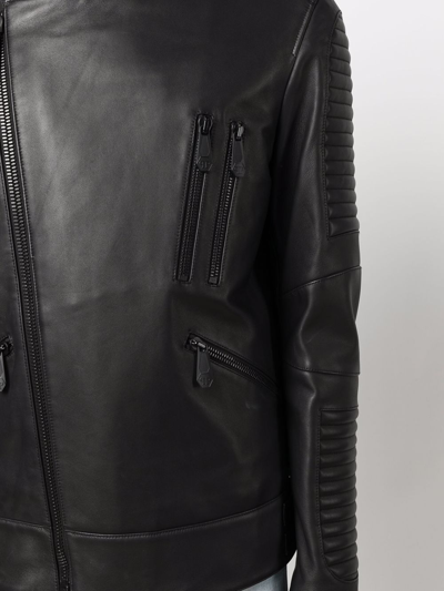 Philipp Plein Crystal Skull Biker Jacket In Schwarz