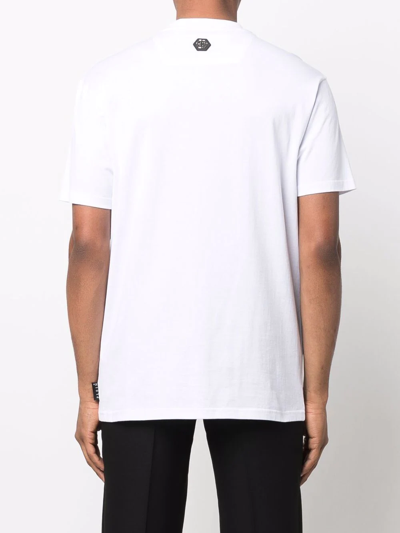 Philipp Plein Gem-embellished Skull Logo-graphic T-shirt In Weiss