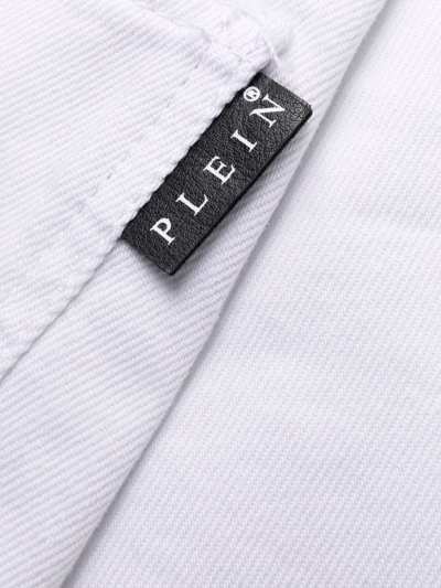 Shop Philipp Plein Palace Fit Wide-leg Denim Jeans In Weiss