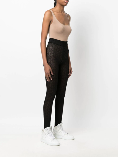 Philipp Plein Tulle Monogram Leggings In Schwarz