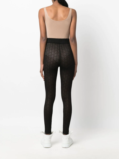 Philipp Plein Tulle Monogram Leggings In Schwarz