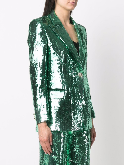 Shop Philipp Plein Sequin-embellished Blazer In Grün