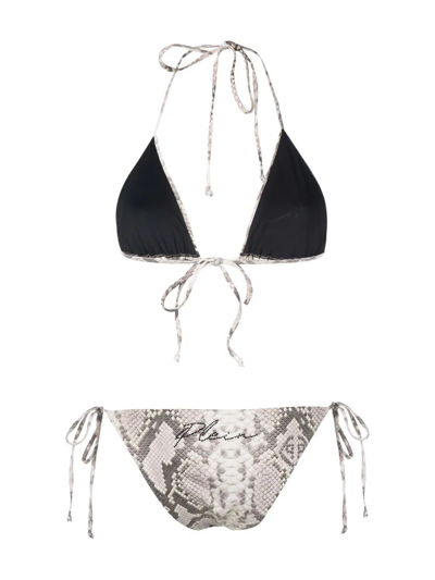 Shop Philipp Plein Python-print Bikini In Nude