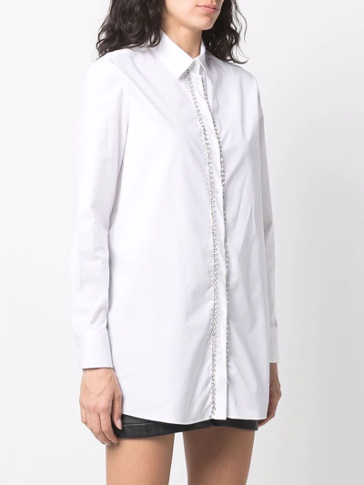 Philipp Plein Crystal-embellished Cotton Shirt In Weiss