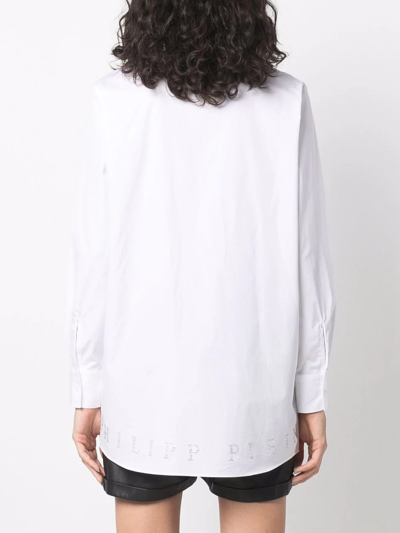 Philipp Plein Crystal-embellished Cotton Shirt In Weiss