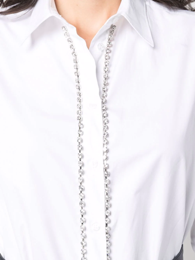 Philipp Plein Crystal-embellished Cotton Shirt In Weiss