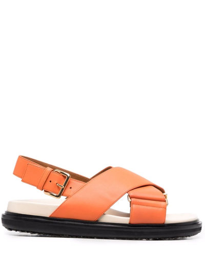 Shop Marni Fussbett Sandals In Orange