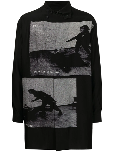 Shop Yohji Yamamoto Photo-print Silk Shirt In Schwarz