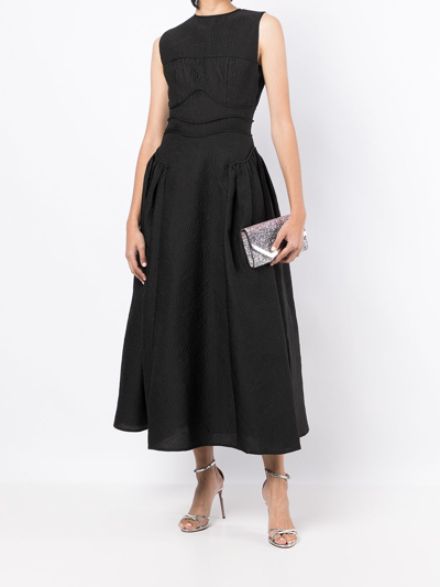 Rachel Gilbert Sophia Textured Sleeveless Dress In Schwarz