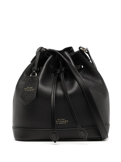 Shop Smythson Ludlow Leather Bucket Bag In Schwarz