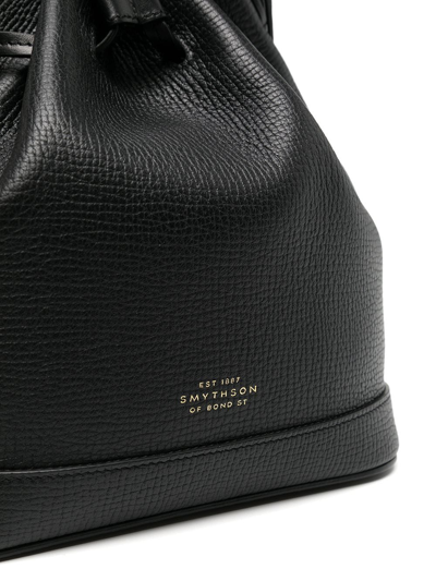 Grained Small Leather Bucket Bag In Black