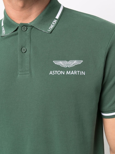 Shop Hackett Aston Martin Racing Tipped Polo Shirt In Grün