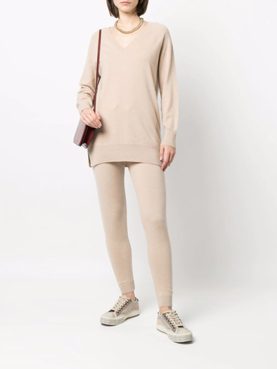 Paula V-neck Cashmere Jumper In Nude
