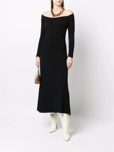 Shop Paula Off-shoulder Knit Dress In Schwarz