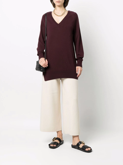 Paula V-neck Cashmere Jumper In Rot