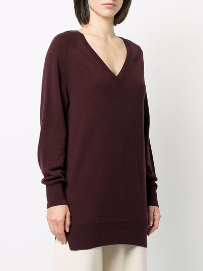 Paula V-neck Cashmere Jumper In Rot