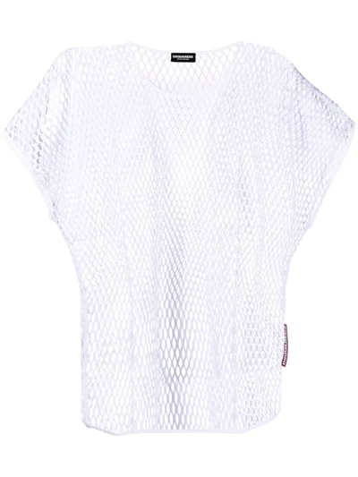 Shop Dsquared2 Cotton Net T-shirt In Weiss