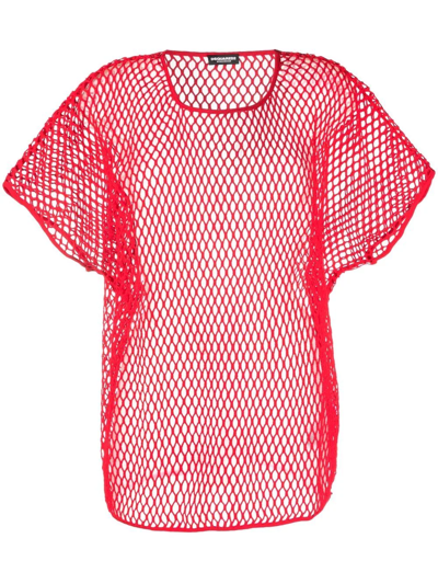 Shop Dsquared2 Cotton Net T-shirt In Rot