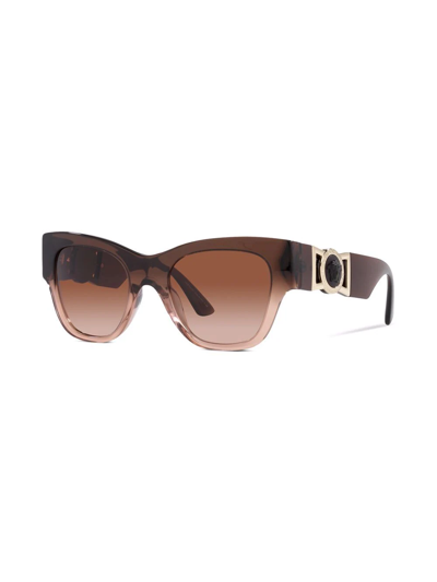 Shop Versace Logo-plaque Gradient Sunglasses In Braun