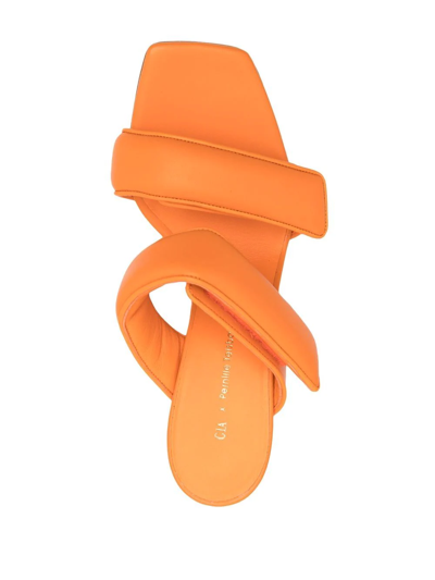 Shop Gia Borghini Double-strap Leather Sandals In Orange