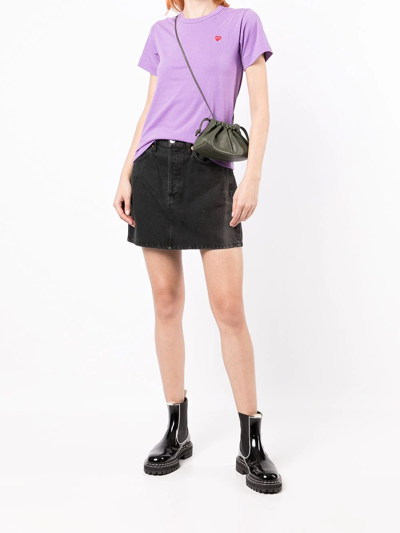 Shop Comme Des Garçons Play Heart-detail Short-sleeved T-shirt In Violett