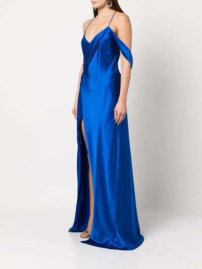 Shop Michelle Mason V-neck Silk Dress In Blau