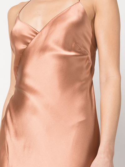 Shop Michelle Mason V-neck Silk Dress In Nude