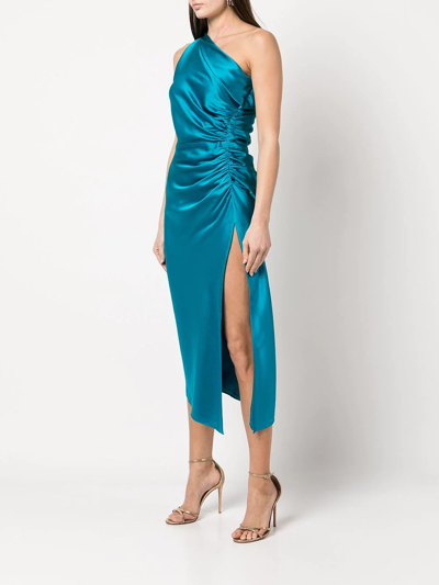 Shop Michelle Mason Gathered-detail Silk Dress In Blau