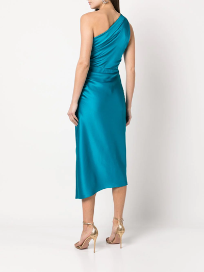 Michelle Mason Gathered-detail Silk Dress In Blau