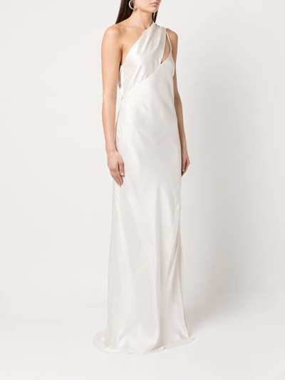 Shop Michelle Mason Drape-panel Silk Gown In Weiss