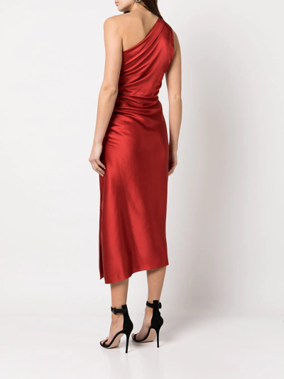 Shop Michelle Mason Gathered-detail Silk Dress In Rot