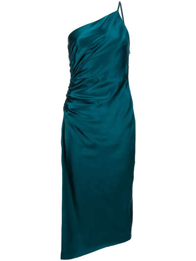 Shop Michelle Mason Gathered-detail Silk Dress In Grün