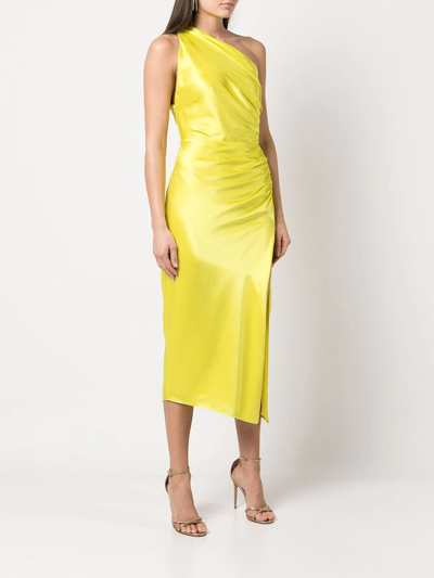 Shop Michelle Mason Gathered-detail Silk Dress In Gelb