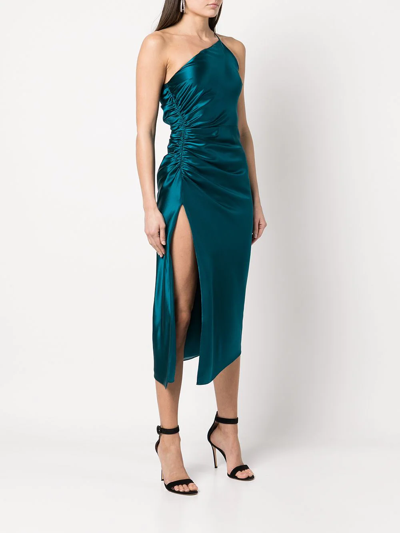 Shop Michelle Mason Gathered-detail Silk Dress In Grün