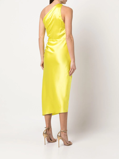 Shop Michelle Mason Gathered-detail Silk Dress In Gelb