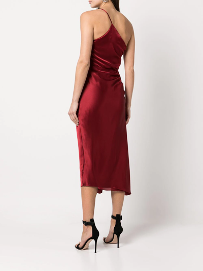 Shop Michelle Mason Gathered-detail Silk Dress In Rot