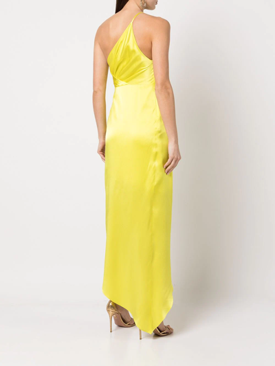 Shop Michelle Mason One-shoulder Knot-detail Dress In Gelb