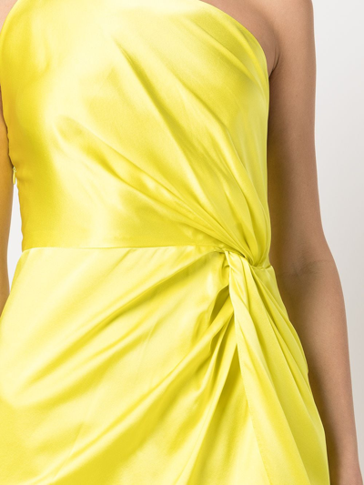 Shop Michelle Mason One-shoulder Knot-detail Dress In Gelb