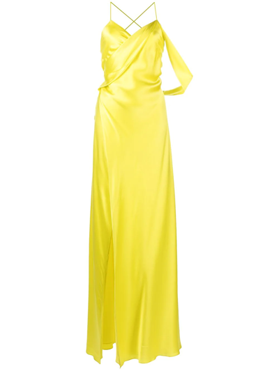 Shop Michelle Mason V-neck Silk Dress In Gelb